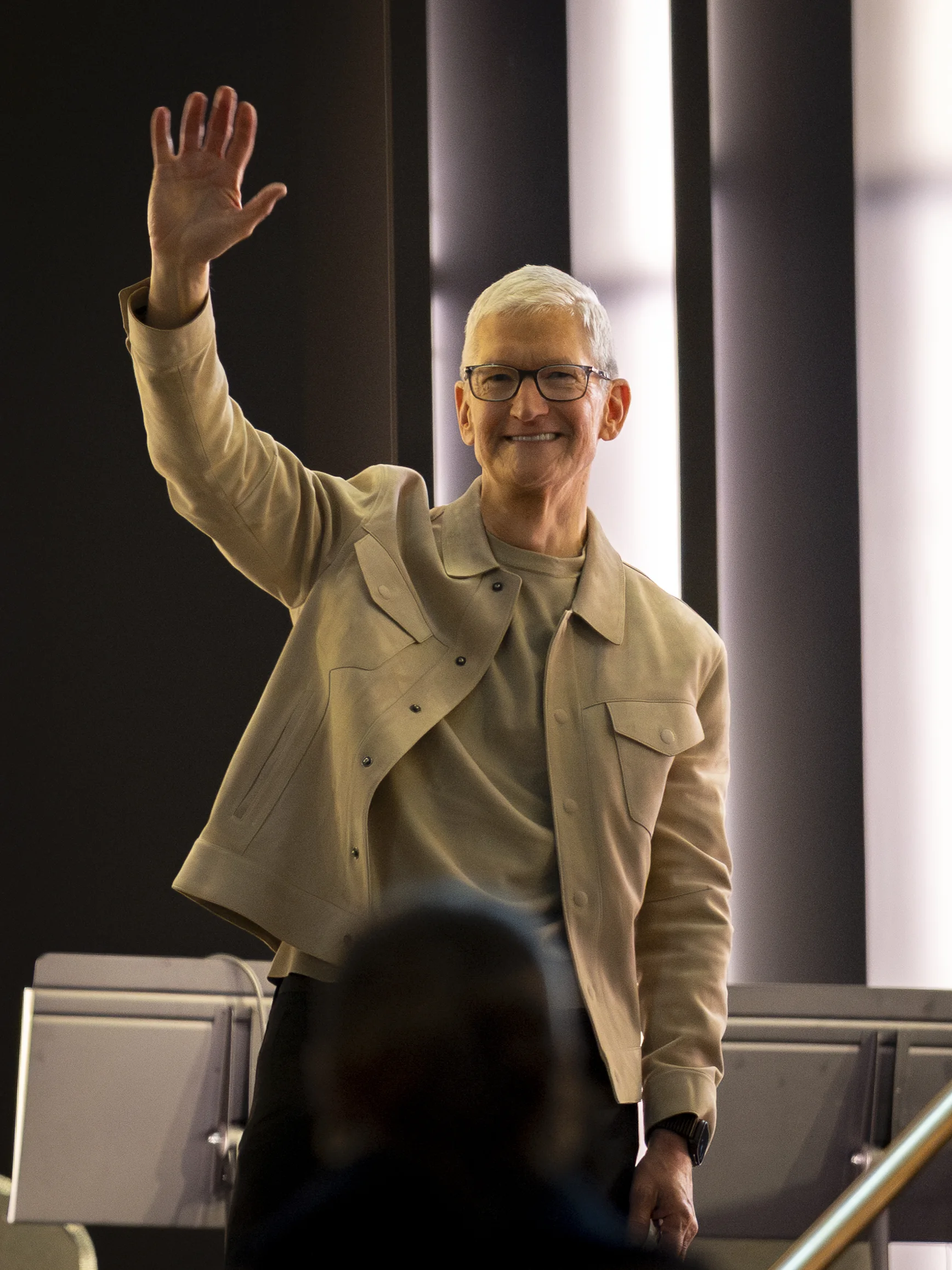 Tim Cook durante evento de 50 anos da Apple, em Nova York, em março de 2026